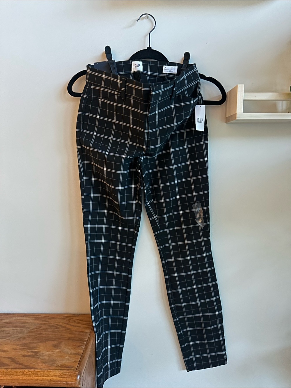 GAP Black Plaid Skinny Ankle Pants
